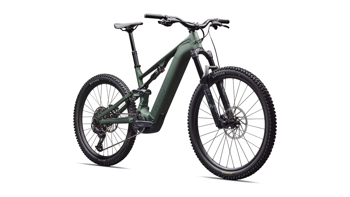 Turbo Levo 4 Alloy Satin Cypress Metallic / Dark Moss Green – Front-Dreiviertelansicht