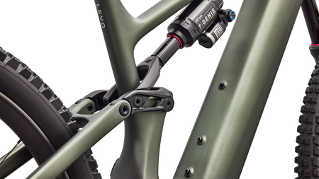 Turbo Levo 4 Pro Satin Bottle Green / Silver Dust – Hinterbau-Detail