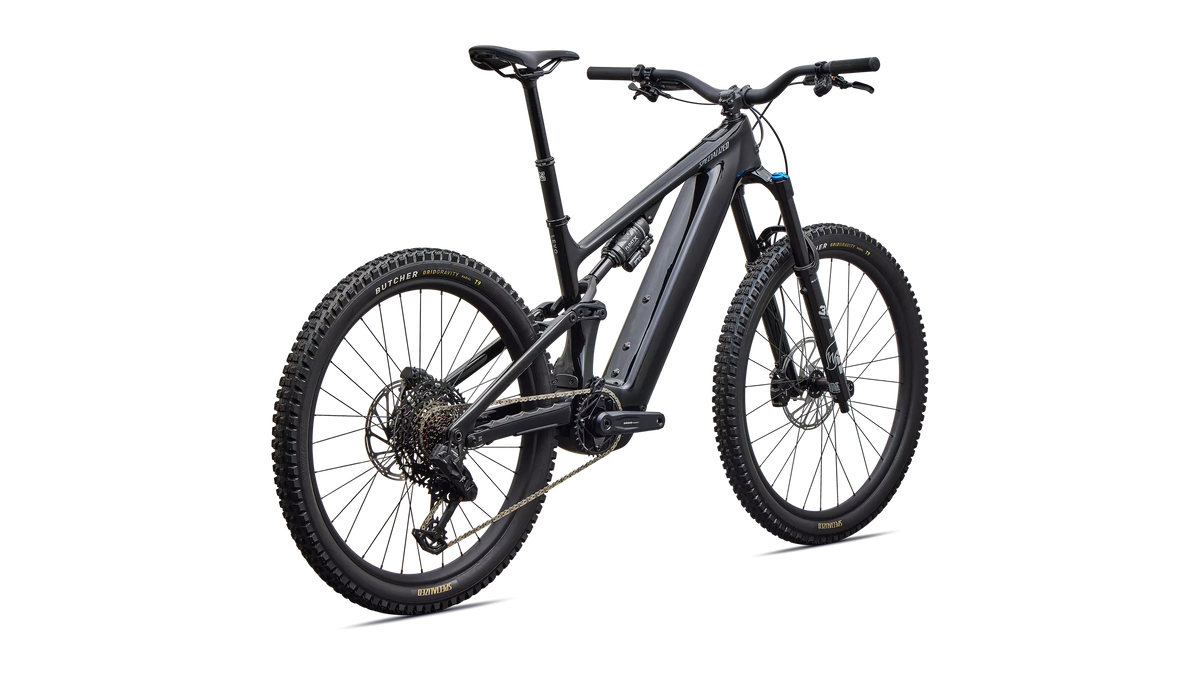 Turbo Levo 4 Comp Gloss Black / Cool Grey – Heck-Dreiviertelansicht