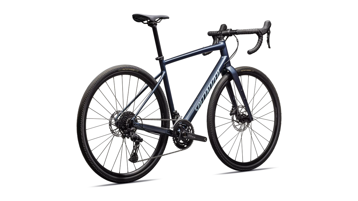 Diverge E5 Satin Cast Blue Metallic / Sea Foam – hinten schräg